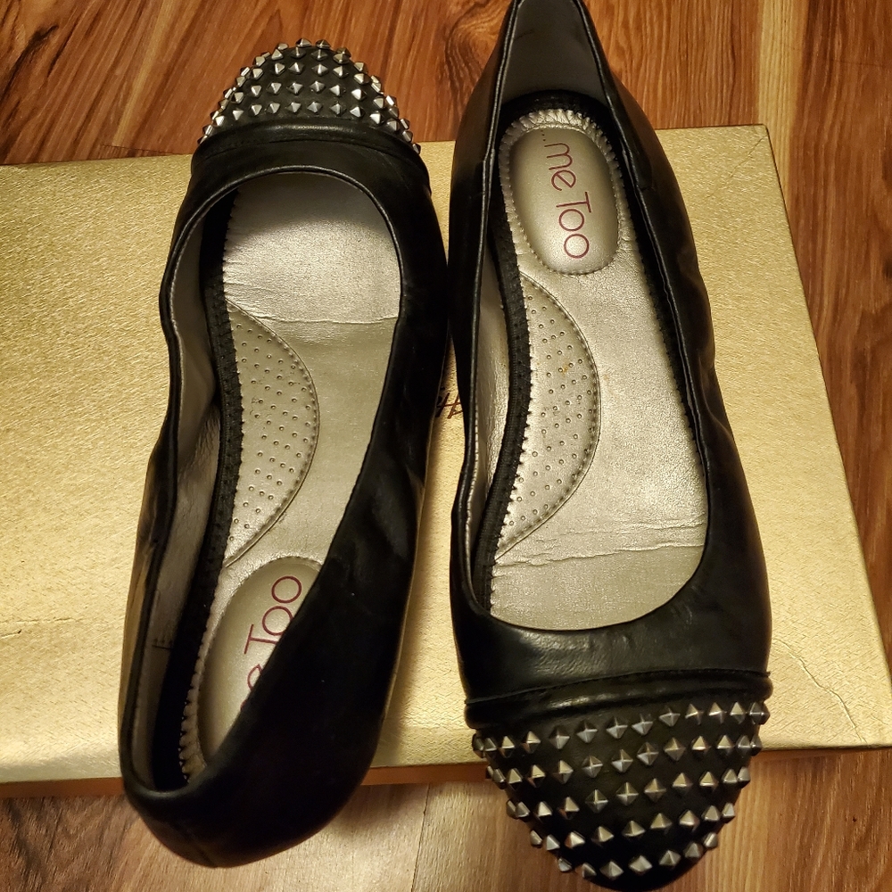 Me Too silver studded black flats